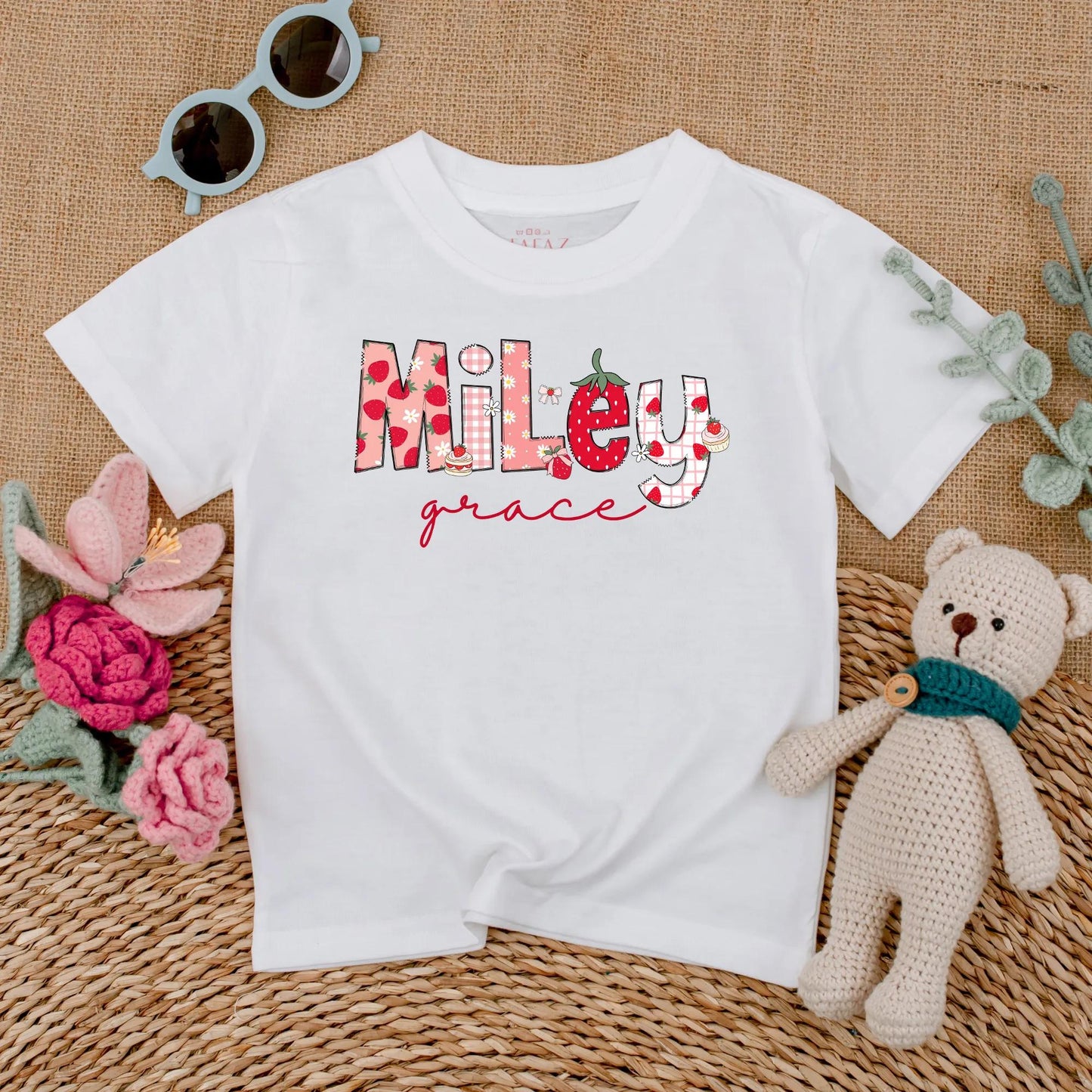 Personalized Strawberry Girl Shirt | Custom Name Toddler T-shirt | Cute Summer Outfit for Baby Girls | Back to School Gift