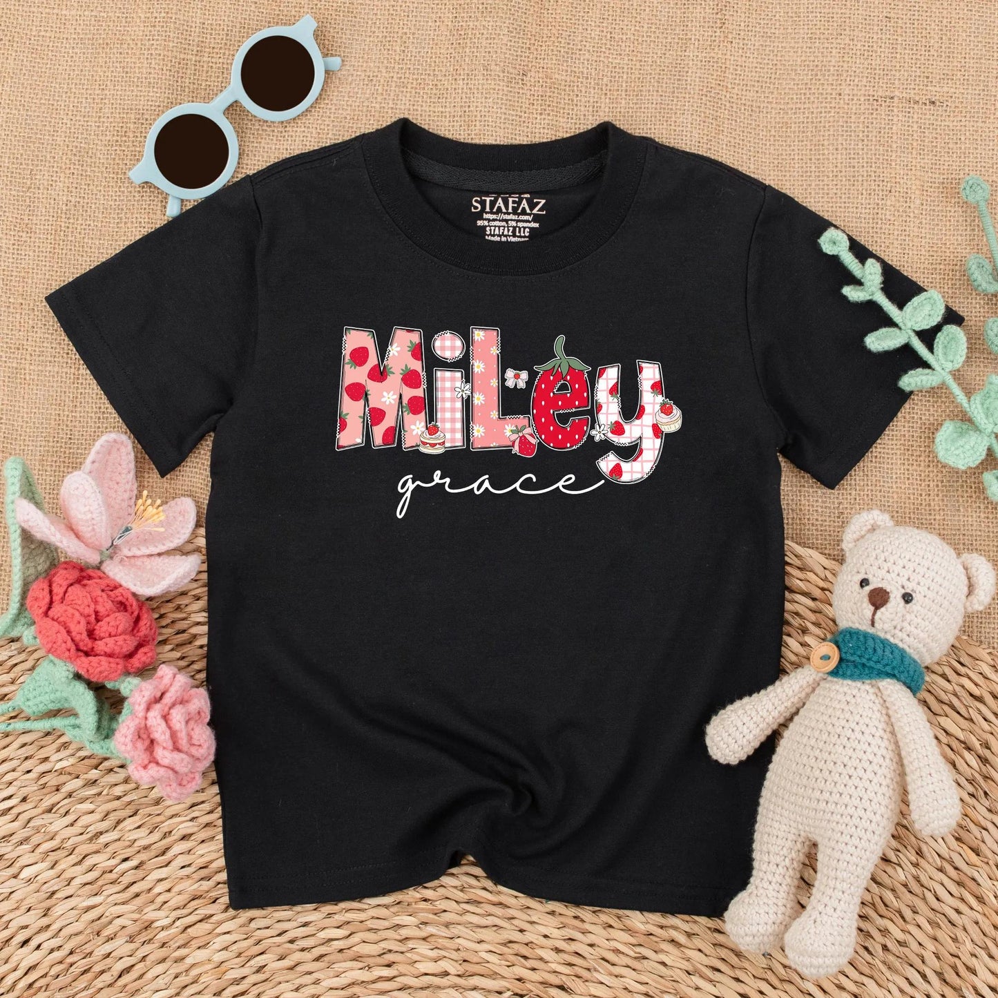 Personalized Strawberry Girl Shirt | Custom Name Toddler T-shirt | Cute Summer Outfit for Baby Girls | Back to School Gift