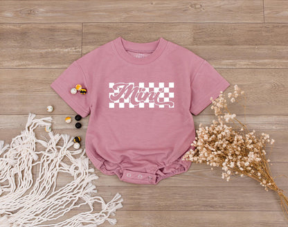 Retro Checkered Family Shirts Mommy and Me Baby Bodysuit Matching Outfits Distressed Tees