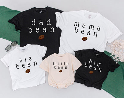Little Bean Mommy and Me Matching Family Shirts Dad Bean Baby Bodysuit Coffee Lover Family Outfits