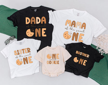 Sweet One Cookie Milk Birthday Shirt Family Matching Outfits Baby Bodysuit Mommy Me Cookie Party Theme