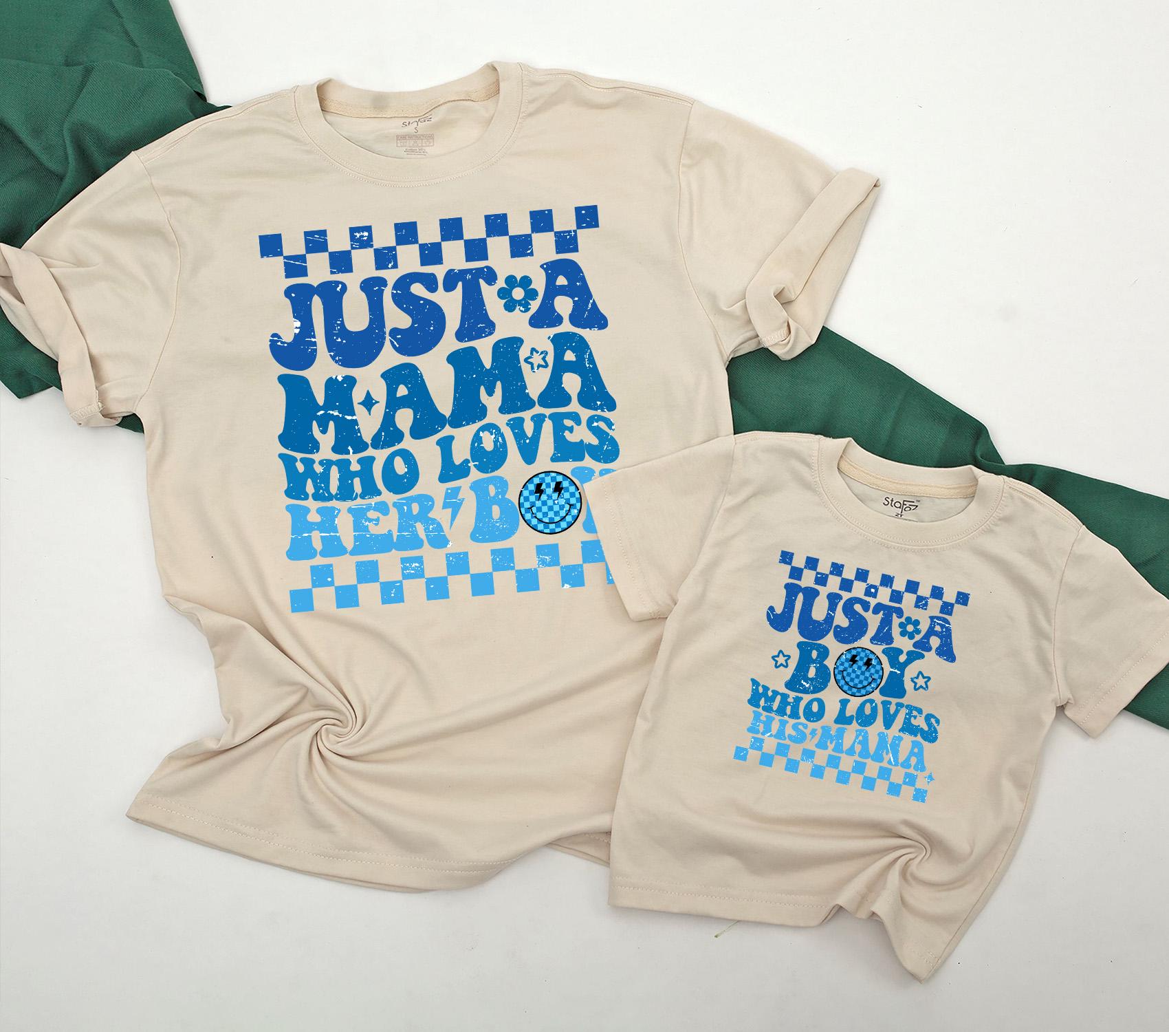 Mama and Son Matching First Mother's Day Outfit Boy Mama Shirt Baby Bodysuit Mommy and Me Gift