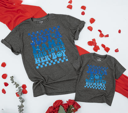 Mama and Son Matching First Mother's Day Outfit Boy Mama Shirt Baby Bodysuit Mommy and Me Gift