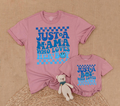Mama and Son Matching First Mother's Day Outfit Boy Mama Shirt Baby Bodysuit Mommy and Me Gift