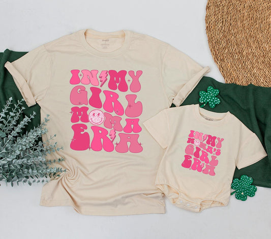 Personalized Mama and Me Matching Mom Daughter Era T-Shirt & Romper Set Cute Baby Girl Toddler Tee Outfit Gift Boho Summer Family