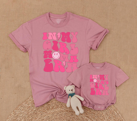 Personalized Mama and Me Matching Mom Daughter Era T-Shirt & Romper Set Cute Baby Girl Toddler Tee Outfit Gift Boho Summer Family