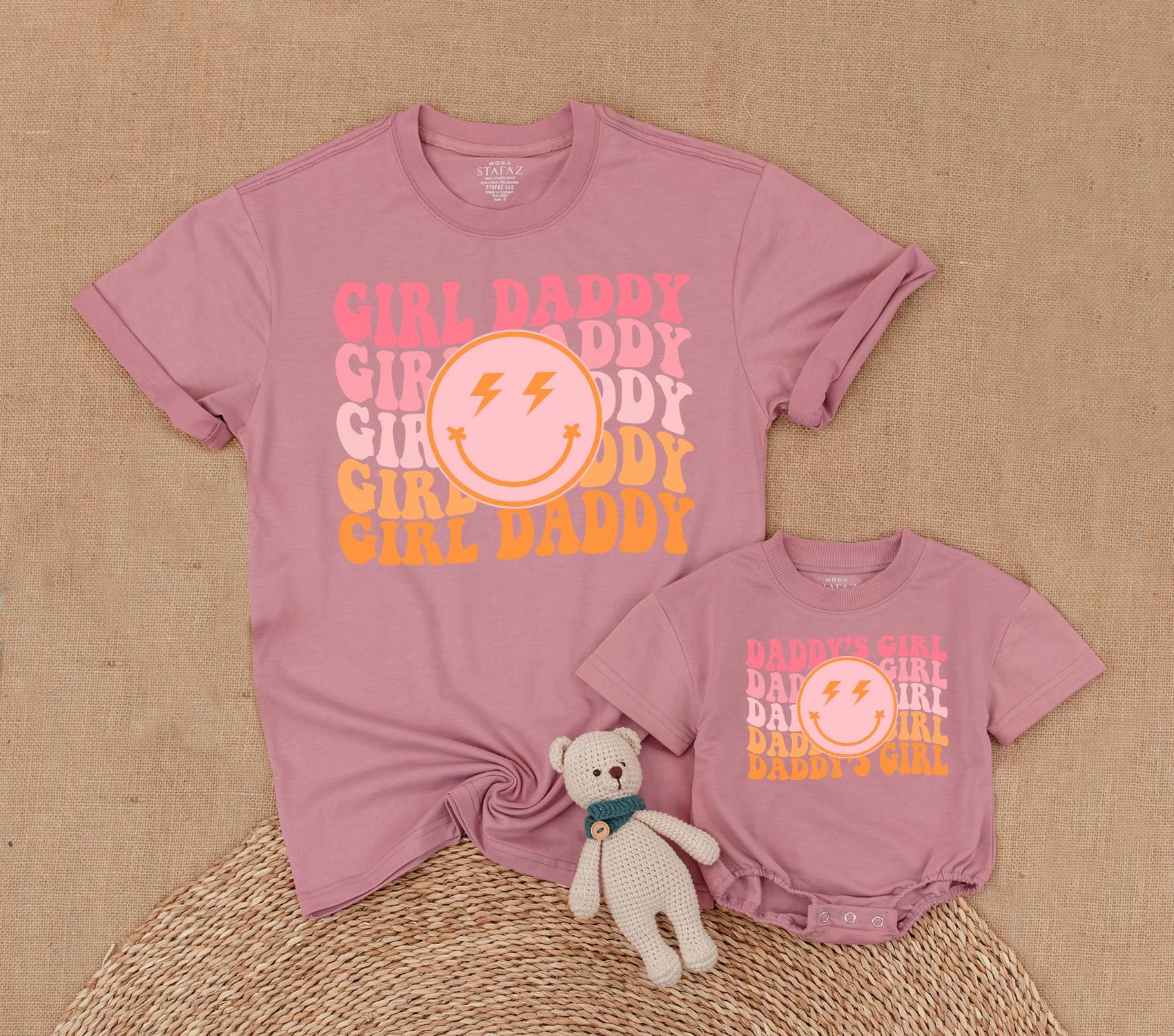 Matching Daddy's Girl & Dad Retro Smiley Face Checkered Shirts Baby & Toddler Outfits Gift for Daughter