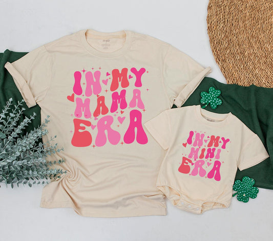 Personalized Groovy Mama and Mini Matching Shirts, In My Mama Era Outfits, Family Retro Clothes, Baby Romper, Custom Valentine's Day Gift