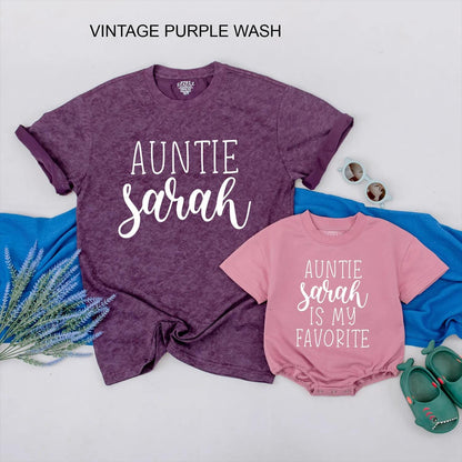 Auntie & Bestie Matching Baby Romper Aunt Niece Outfit Personalized Gift for Auntie