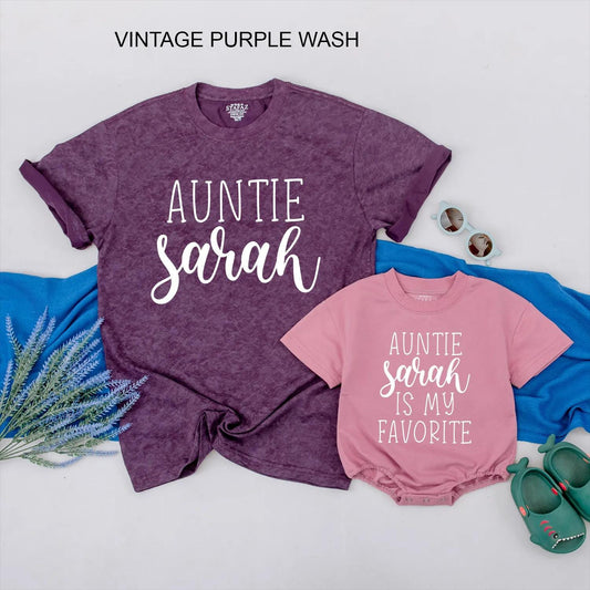 Auntie & Bestie Matching Baby Romper Aunt Niece Outfit Personalized Gift for Auntie