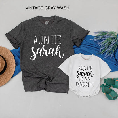 Auntie & Bestie Matching Baby Romper Aunt Niece Outfit Personalized Gift for Auntie