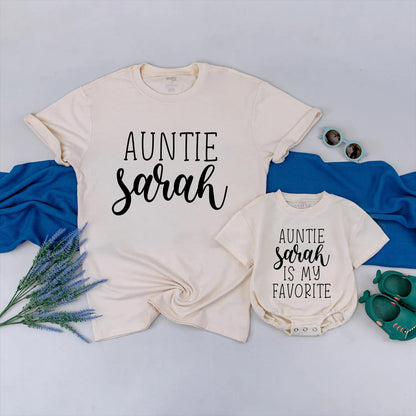 Auntie & Bestie Matching Baby Romper Aunt Niece Outfit Personalized Gift for Auntie