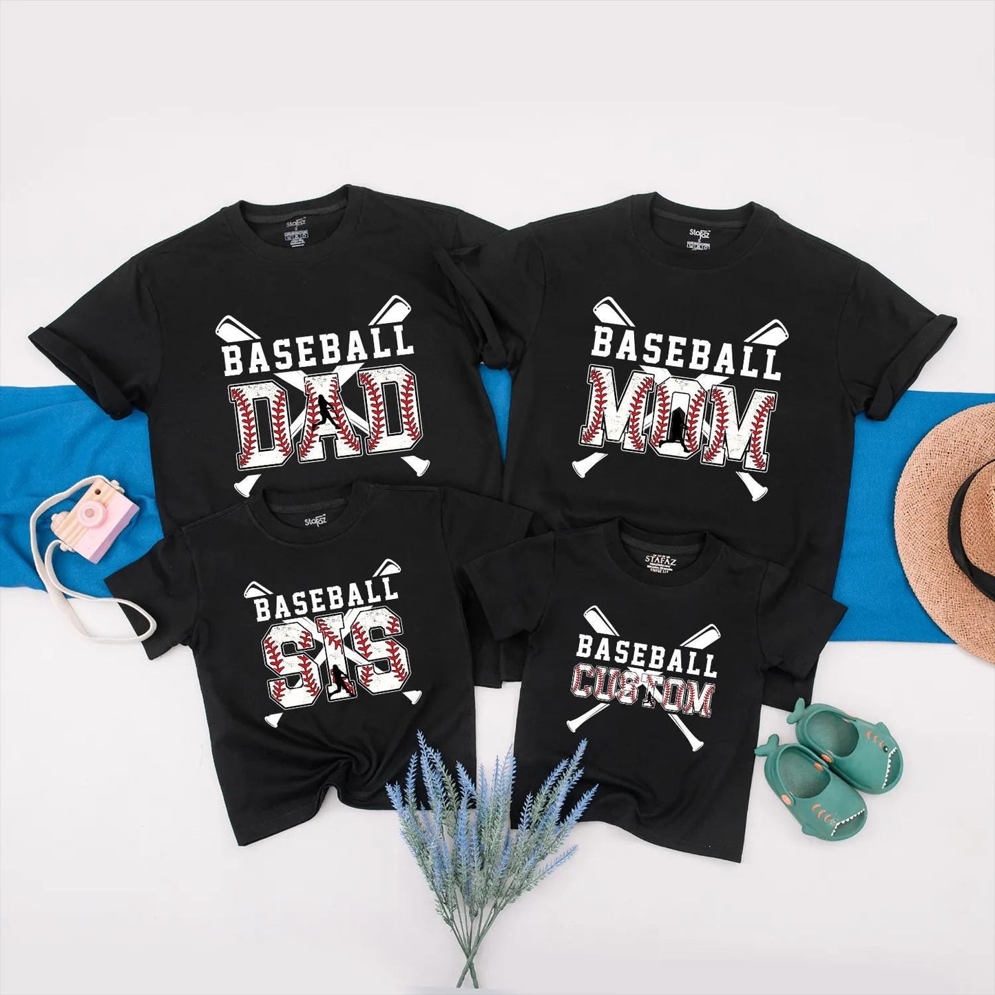 Matching Baseball Family Outfit Set: Custom Baby Romper & Shirts for Mom, Dad, & Siblings - Game Day Ready!
