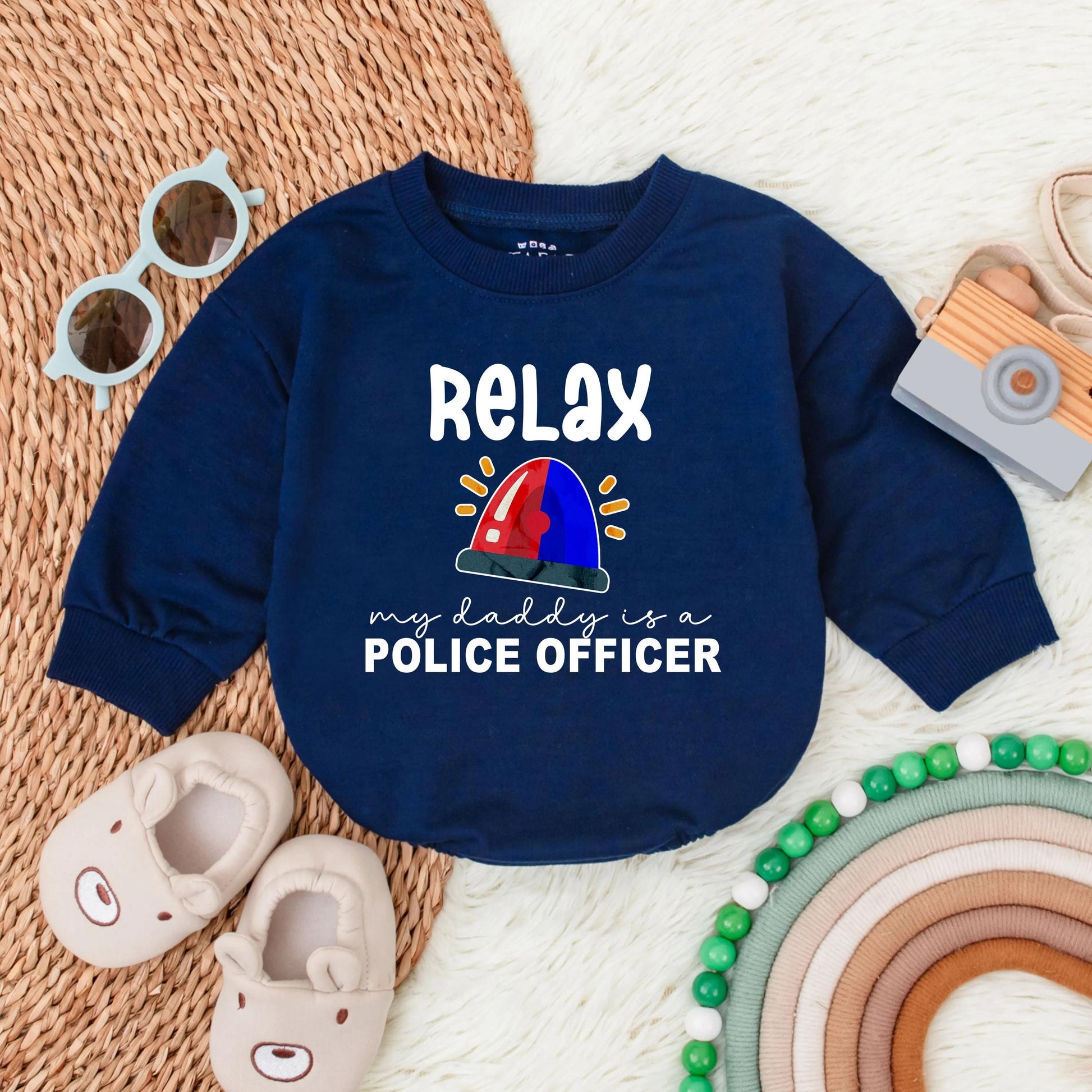 Proud Police Officer Daddy Baby Romper First Father's Day Hero Outfit Baby Boy Bodysuit Gift