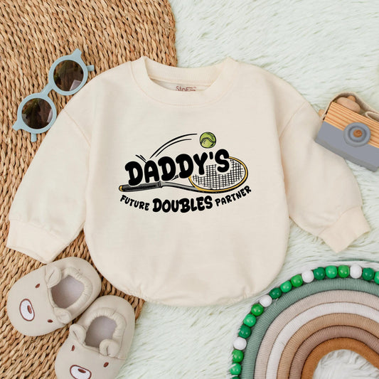 Daddy's Future Doubles Partner Baby Romper Tennis Outfit for Little Champions & Father's Day Gift