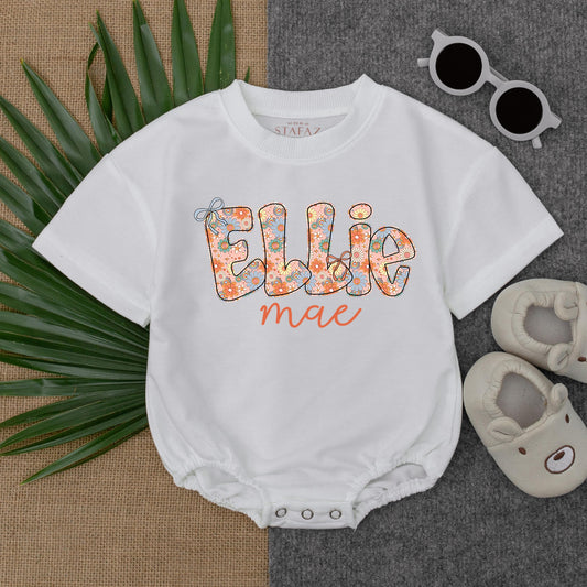 Custom Baby Girl Floral Romper | Personalized Bubble Bodysuit | Baby Shower Gift | Floral Baby Clothes | Birthday Outfit
