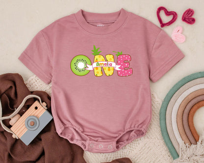 Personalized One in a Melon First Birthday Bubble Romper for Baby Girl Summer Fruit Theme Outfit Comfortable Celebration Suit