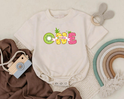 Personalized One in a Melon First Birthday Bubble Romper for Baby Girl Summer Fruit Theme Outfit Comfortable Celebration Suit
