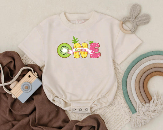 Personalized One in a Melon First Birthday Bubble Romper for Baby Girl Summer Fruit Theme Outfit Comfortable Celebration Suit