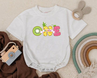 Personalized One in a Melon First Birthday Bubble Romper for Baby Girl Summer Fruit Theme Outfit Comfortable Celebration Suit