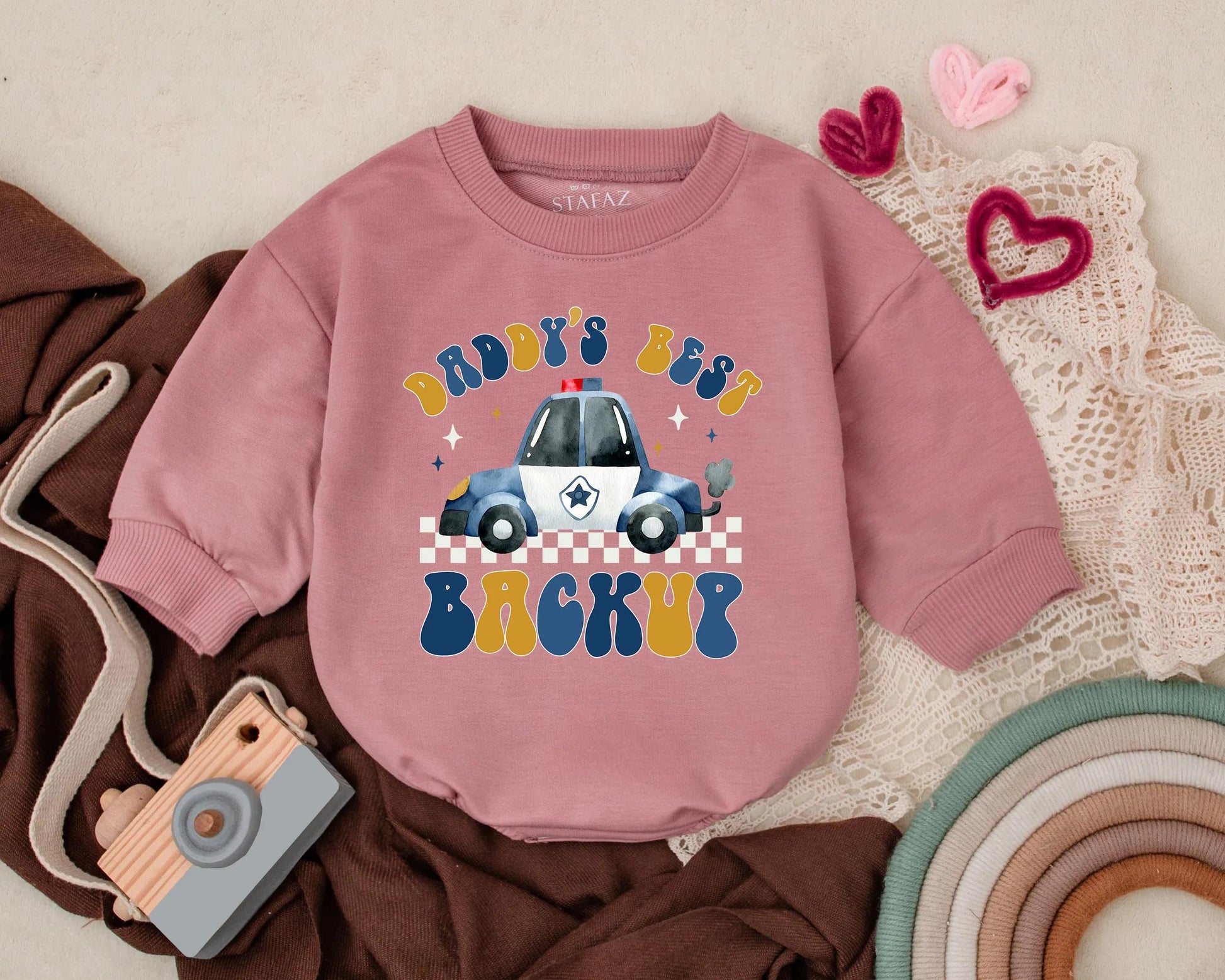 Funny Daddy's Best Backup Police Bubble Romper for Baby Boys, Cute Cop Dad Outfit, Soft Comfortable Infant Law Enforcement Newborn Gift Idea