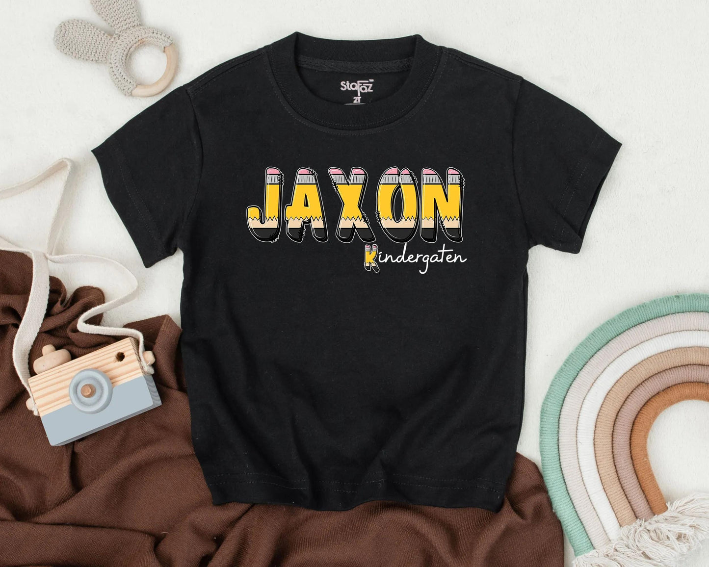 Custom Pencil Name Kindergarten Shirt for Boys First Day of School Toddler Tee