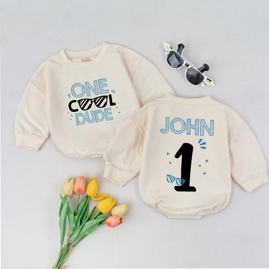 Cool Dude First Birthday Shirt Baby Boy Outfit Personalized 1st Birthday Name Tee Toddler Gift One