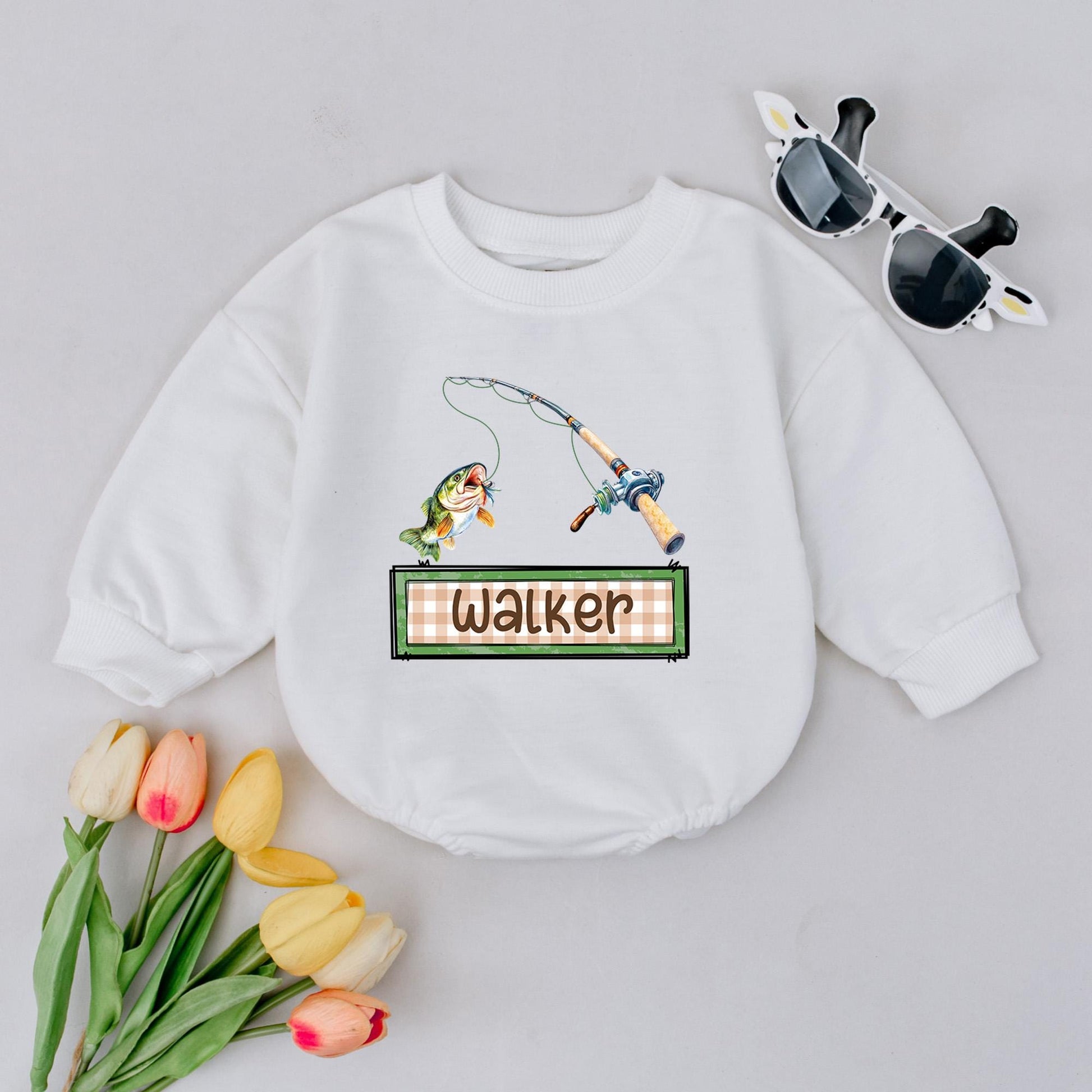 Personalized Baby Fishing Romper Custom Name Little Fisherman Outfit Toddler Boy Shirt Comfortable Outdoor Summer Birthday Gift
