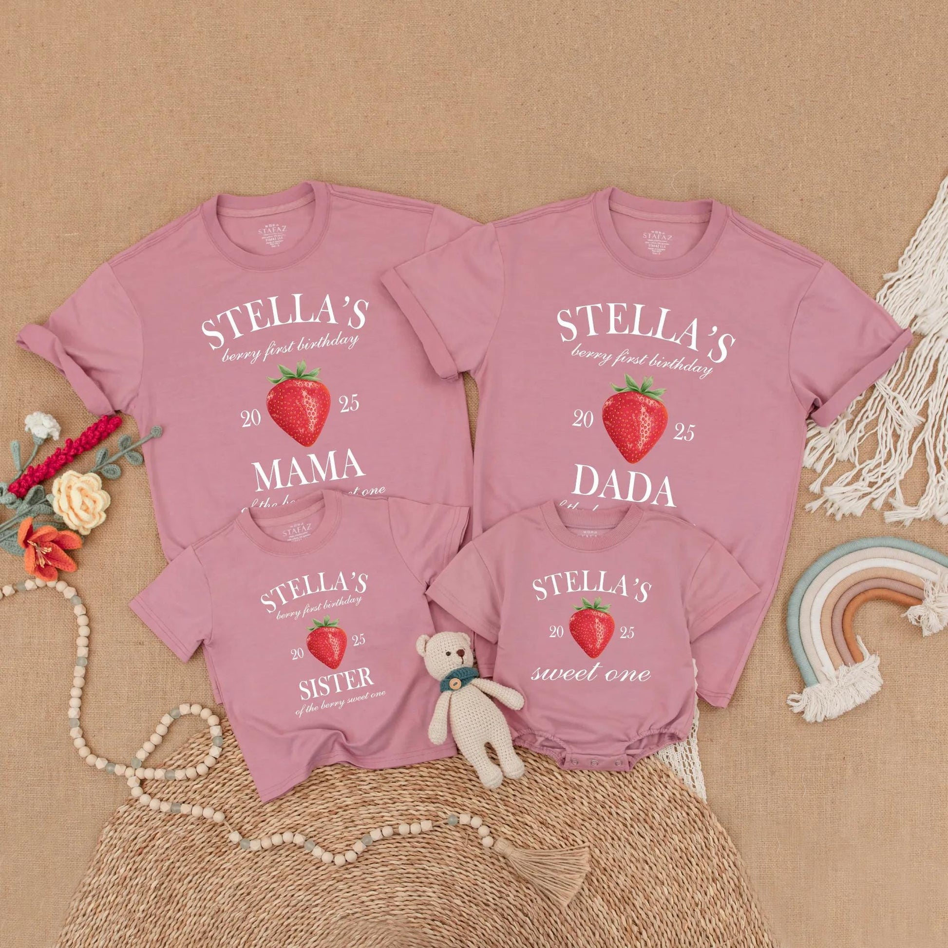 Berry First Birthday Sweet One Strawberry Matching Family Shirt Baby Girl Romper Mommy Daddy Sister Outfit Party Milestone Celebration