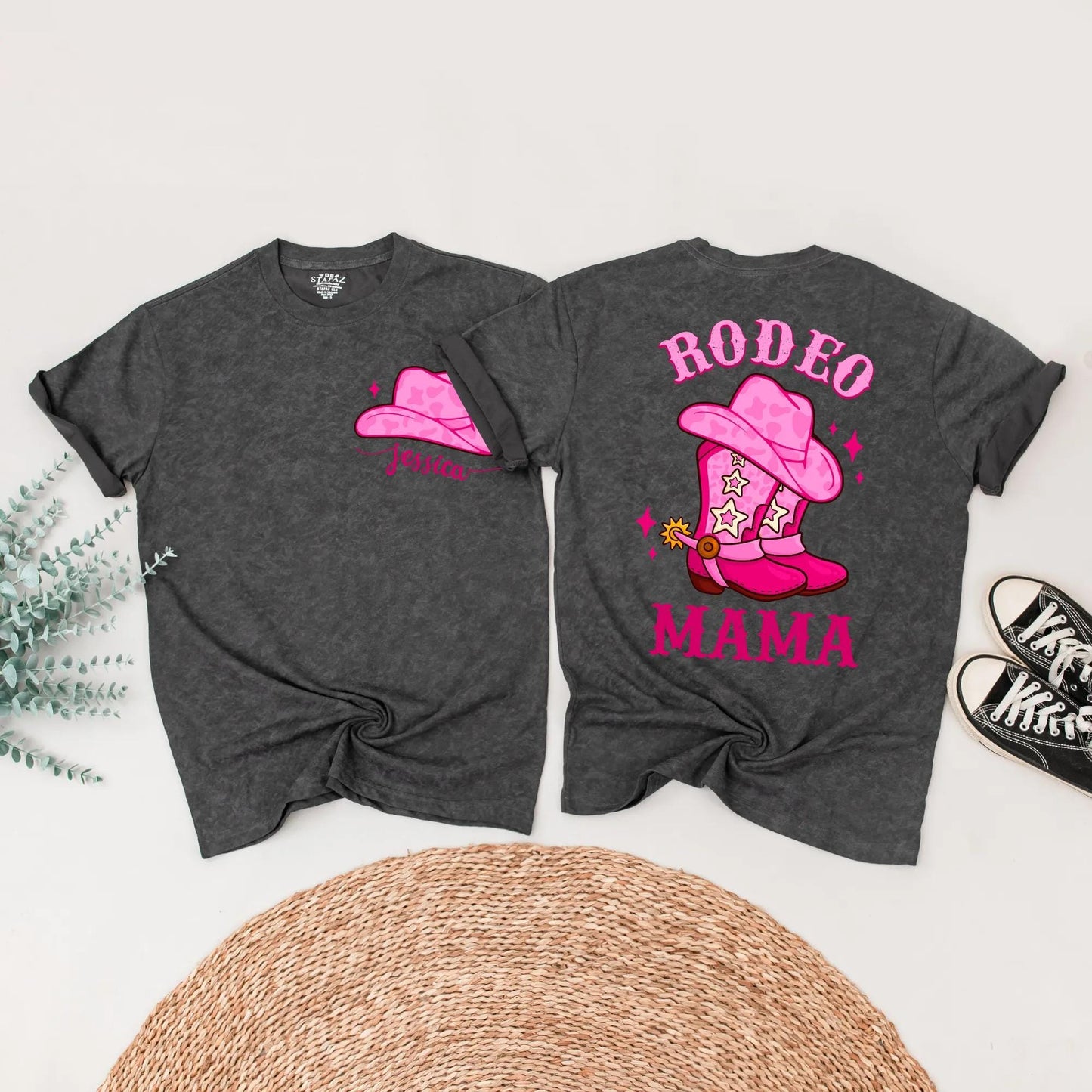 Matching My First Rodeo Pink Birthday Shirt Set for Baby Girl, Toddler & Family – Custom Cowboy Party Outfit, Western Tee with Sparkle