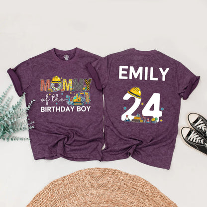 Birthday Boy Construction Crew Shirt, Digger Truck Party Outfit for Baby, Toddler and Kids, Brick Letter Name Tee, Matching Family Builder Celebration!