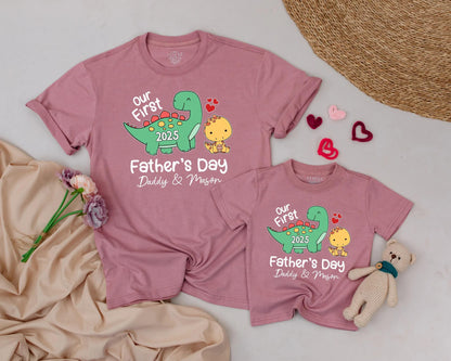 Personalized Our First Father's Day Dinosaur Matching Daddy & Baby Outfit 2025, Dino Romper, Cute Gift Boy