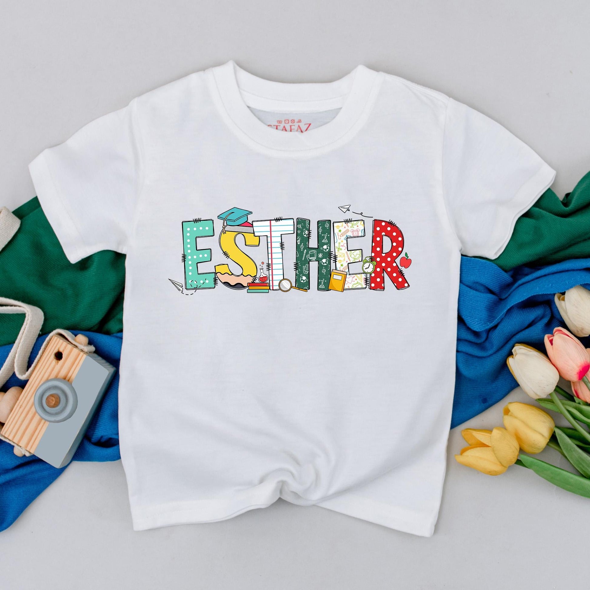 Personalized Back to School Shirt Custom Name Kids Tee Preschool Boy Kindergarten Girl Outfit First Day School Clothes Cute Personalized Name on Sleeve 135