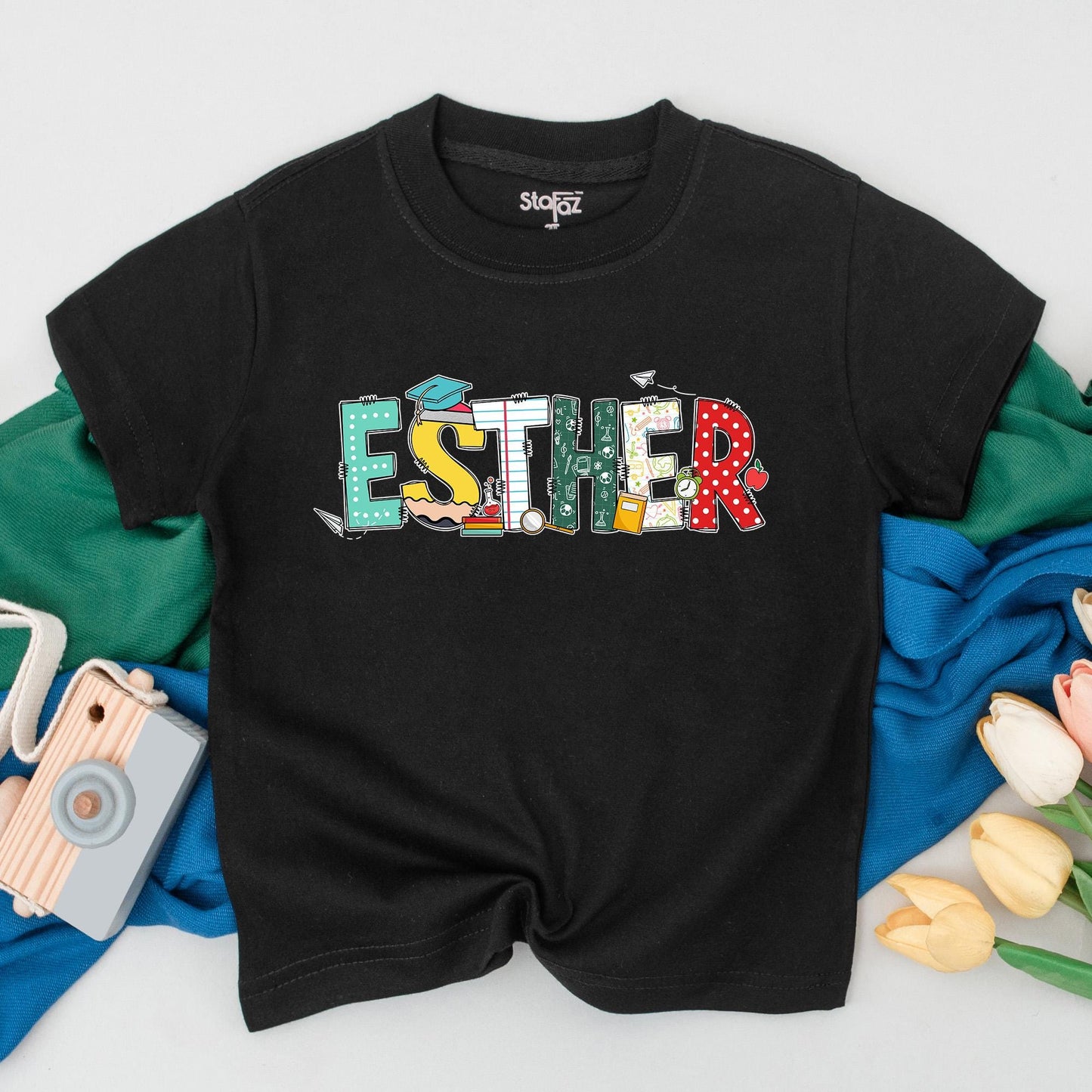 Personalized Back to School Shirt Custom Name Kids Tee Preschool Boy Kindergarten Girl Outfit First Day School Clothes Cute Personalized Name on Sleeve 135