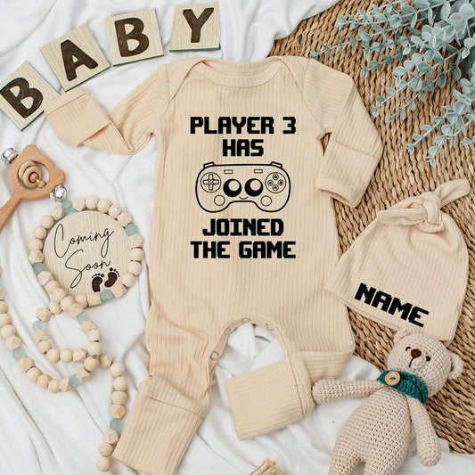 Player 3 Joined the Game Newborn Bodysuit - Funny Gamer Baby Outfit, Nerdy Coming Soon Clothes, Unique Baby Shower Gift, Soft Cotton 130 chars