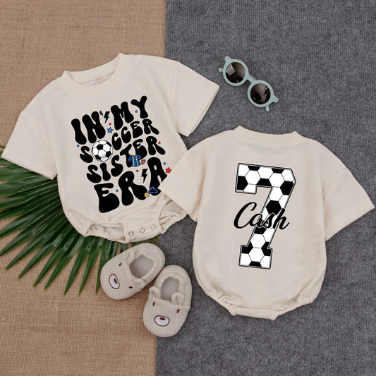 Soccer Sister Era Bubble Romper Gameday Outfit for Little Girls Soccer Lover Gift