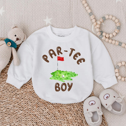 Boys Golf Birthday Bubble Romper Toddler Par-Tee Outfit Cake Smash Tee Shirt First Birthday Party Gift Kids Golf Themed Celebration