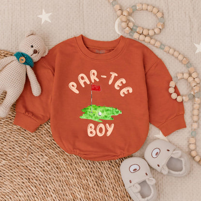 Boys Golf Birthday Bubble Romper Toddler Par-Tee Outfit Cake Smash Tee Shirt First Birthday Party Gift Kids Golf Themed Celebration