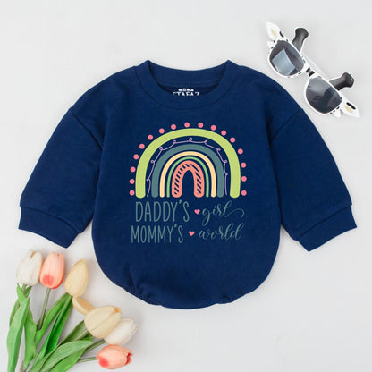 Daddy’s Girl Mommy’s World Pastel Rainbow Bubble Romper Baby Girl Outfit Cute Saying Clothes Newborn Gift