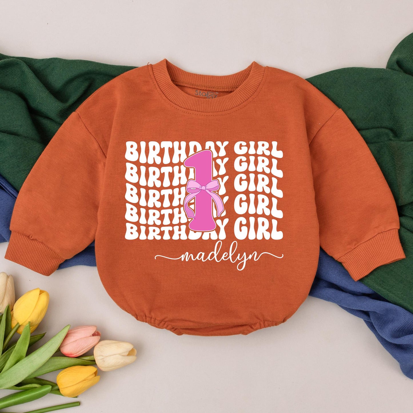 Personalized Pink First Birthday Girl Romper Baby Outfit One Year Old Cake Smash Bodysuit Comfortable Cotton Gift Idea