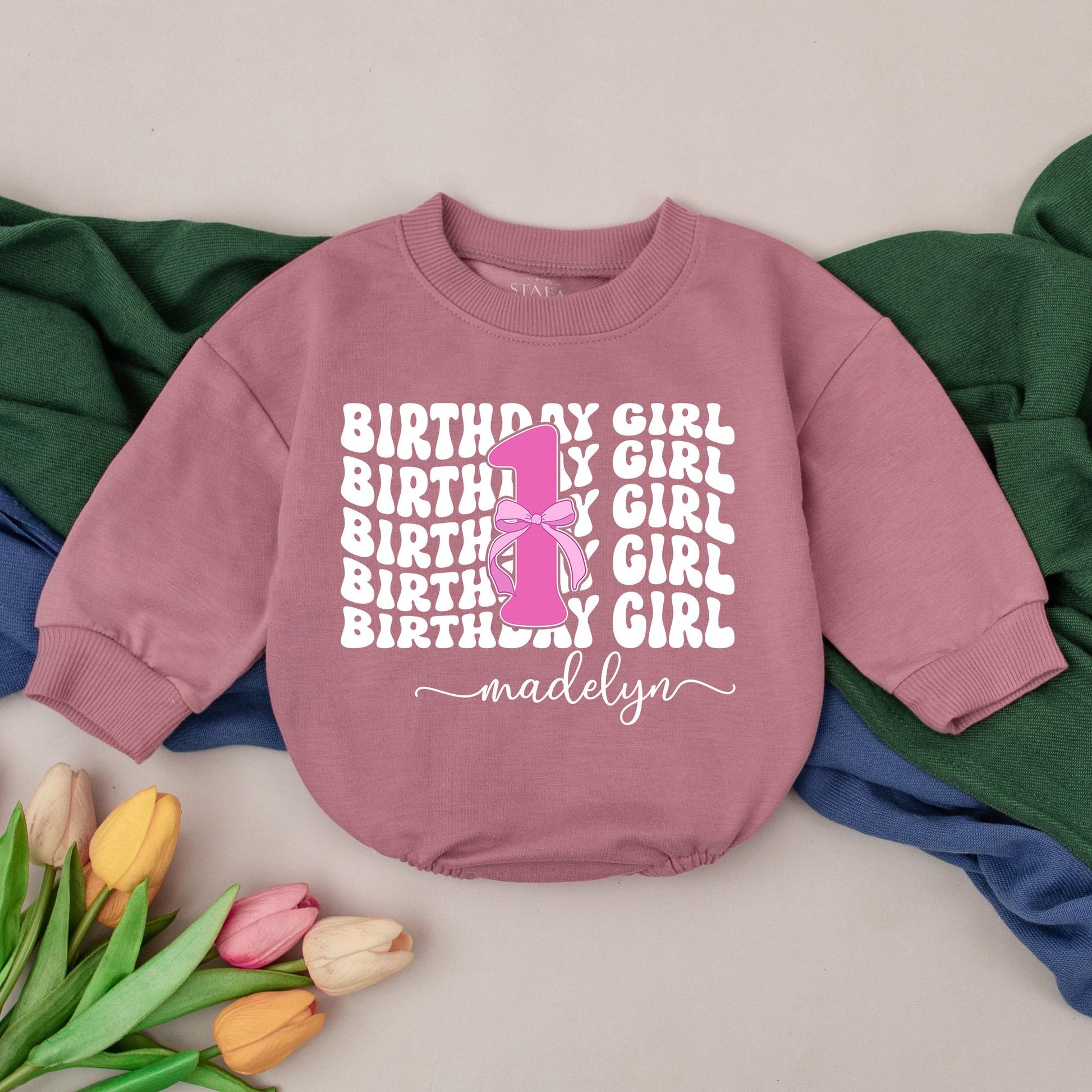 Personalized Pink First Birthday Girl Romper Baby Outfit One Year Old Cake Smash Bodysuit Comfortable Cotton Gift Idea