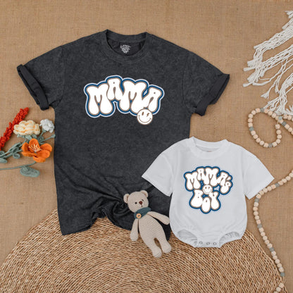 Mama and Son Matching Mother's Day Outfits, Cozy Shirt and Bubble Romper Set for New Mom and Baby Boy First Mothers Day Gift