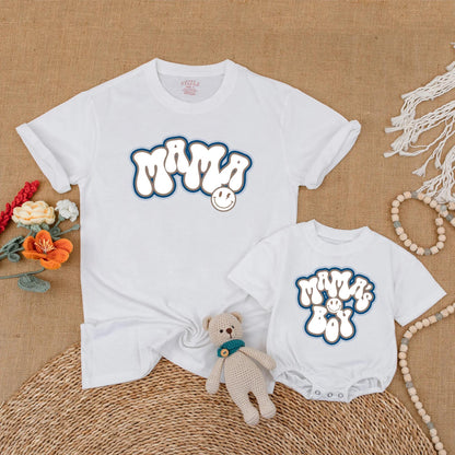 Mama and Son Matching Mother's Day Outfits, Cozy Shirt and Bubble Romper Set for New Mom and Baby Boy First Mothers Day Gift