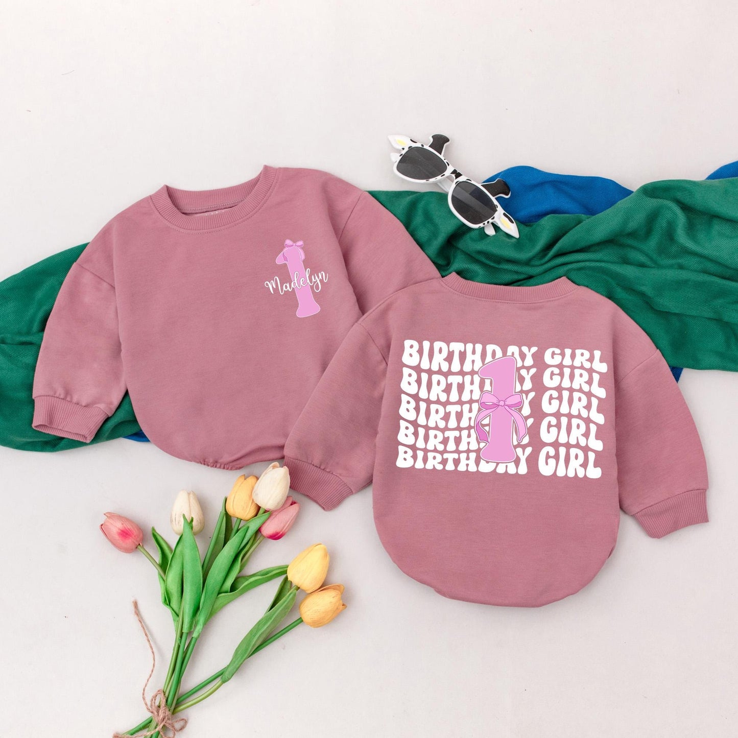 Personalized Pink One First Birthday Girl Romper Baby Bodysuit with Madelyn Name Design Playful Toddler Outfit Cake Smash Gift