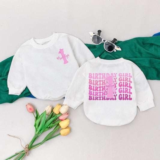 Personalized Pink One First Birthday Girl Romper Baby Bodysuit with Madelyn Name Design Playful Toddler Outfit Cake Smash Gift
