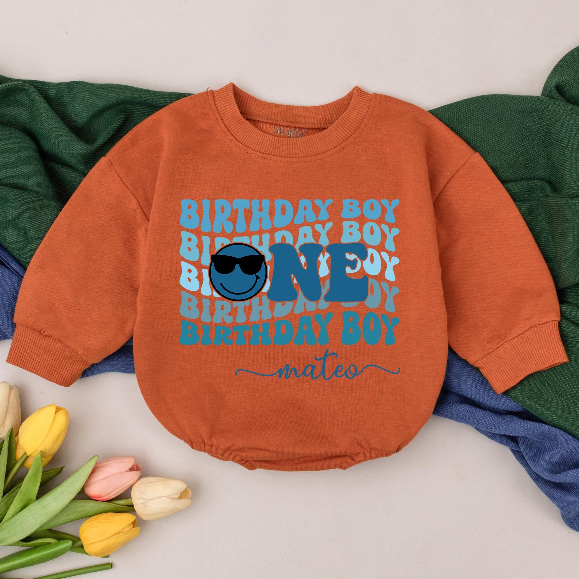 Personalized ONE 1st Birthday Boy Romper, Cool First Birthday Outfit, Custom Name Baby Boy Toddler Gift, Fun ONE Bodysuit (140 chars)