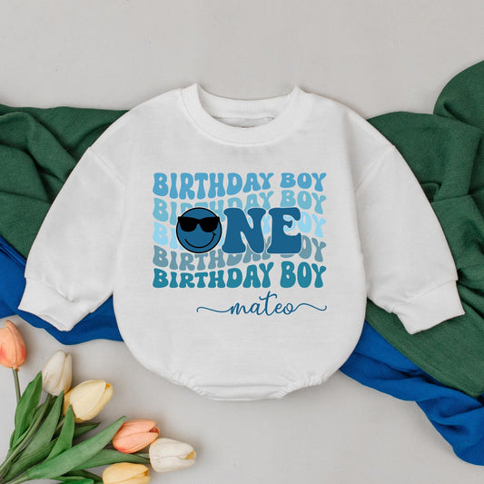 Personalized ONE 1st Birthday Boy Romper, Cool First Birthday Outfit, Custom Name Baby Boy Toddler Gift, Fun ONE Bodysuit (140 chars)