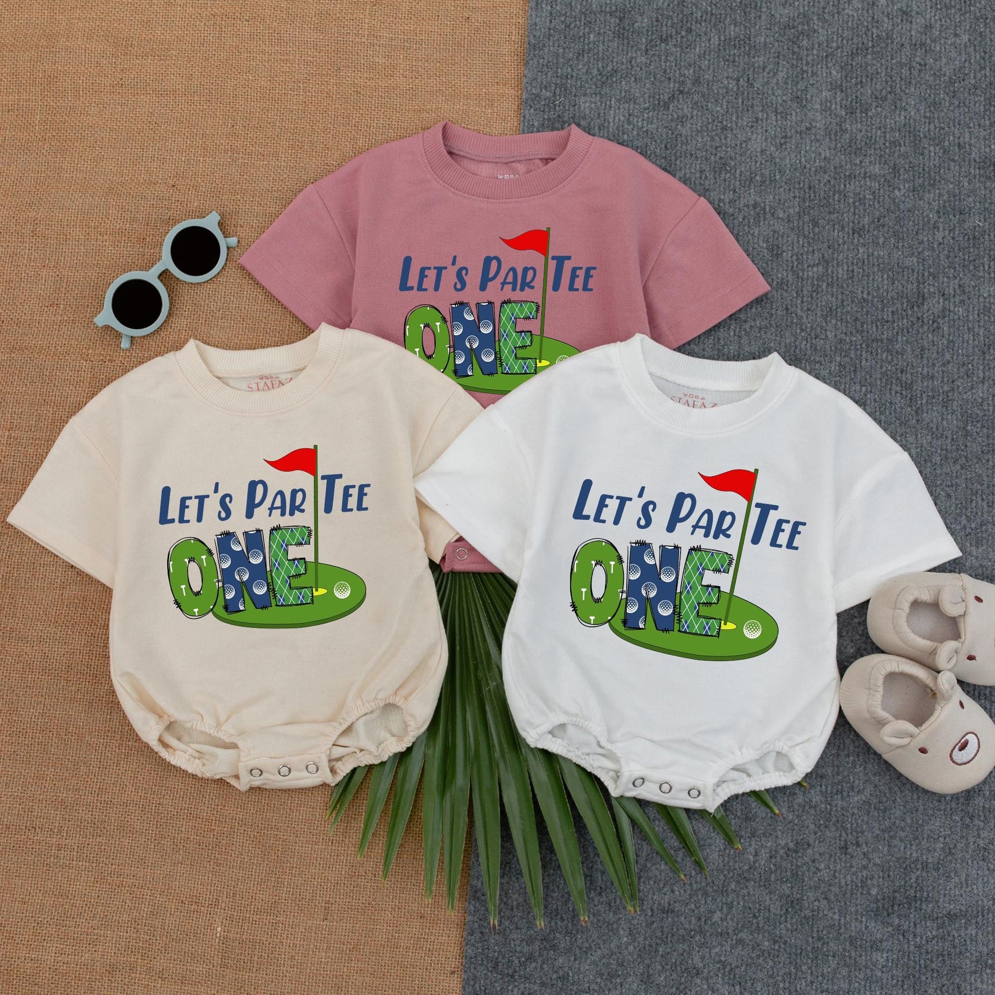 Let's Par Tee! Baby Boy's First Birthday Golf Romper Outfit Toddler Golf Clothes Party Gift