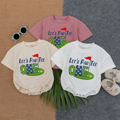 Let's Par Tee! Baby Boy's First Birthday Golf Romper Outfit Toddler Golf Clothes Party Gift