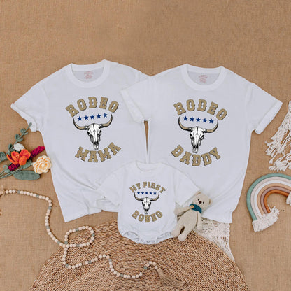 My First Rodeo Family Birthday Matching Shirt Cowboy Theme Wild West Western Outfits Birthday Boy Mama Outfit